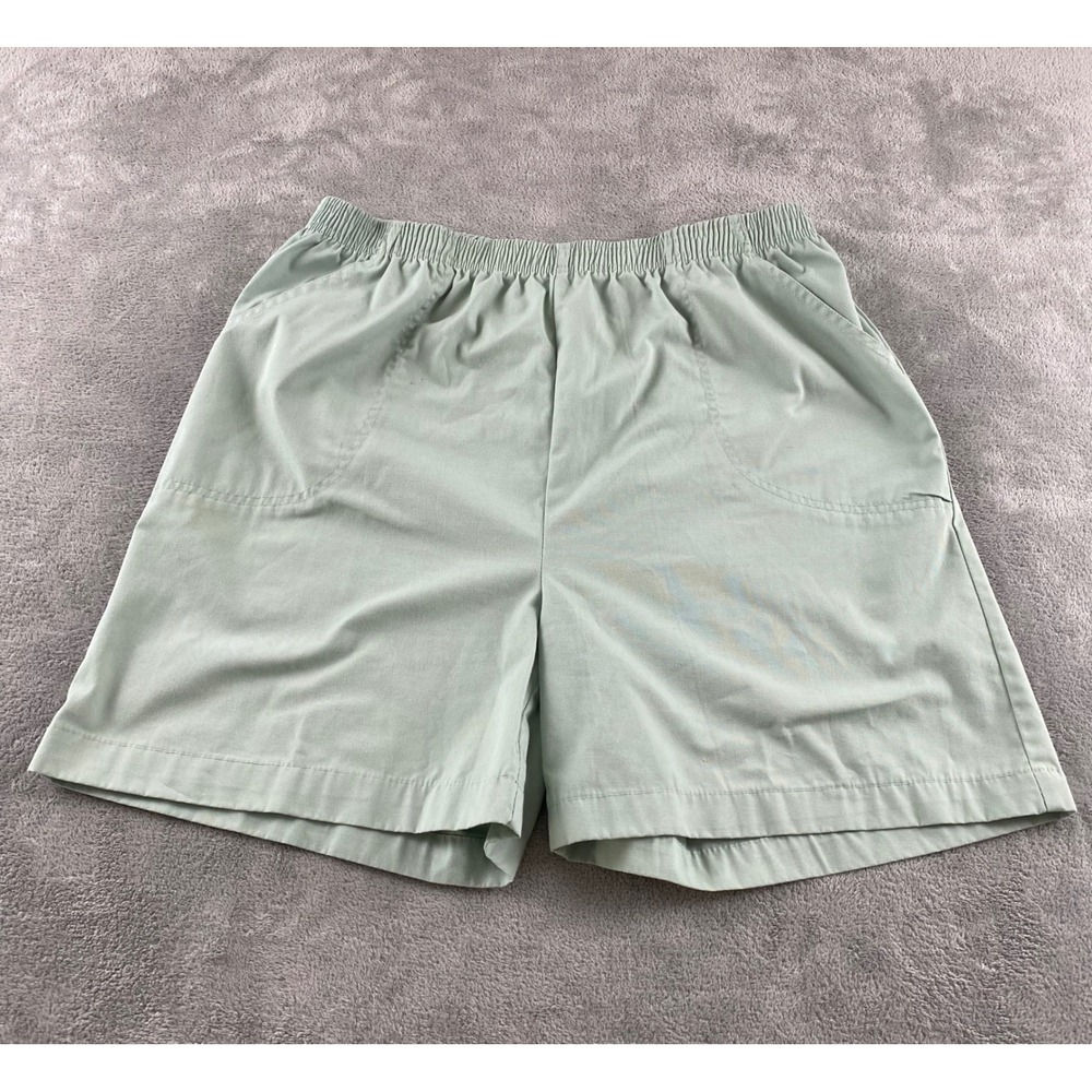 Palm Harbour Petite Womens XL Sage Green Elastic Waist Cotton Blend Shorts PXL